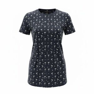 Halogen Women's Martini Print Short Sleeve Crew Neck T-Shirt‎ Size Medium